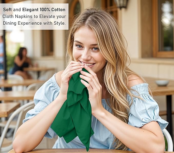 Ruvanti Cloth Napkins Set of 6, 18x18 Inches, 100% Cotton, Washable, Soft & Absorbent, Perfect for Wedding, Christmas, ‎Thanksgiving Dinners - Amazon