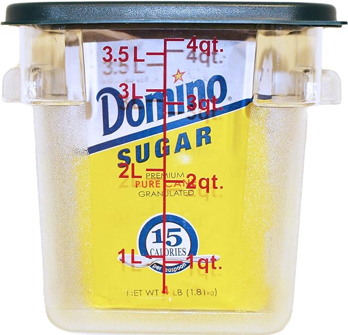 Tiger Chef 4 Quart Commercial Grade Clear Food Storage Square Polycarbonate Containers With Green Lids