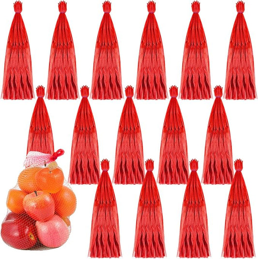Windyun 1500 Pcs Mesh Produce Bags Reusable Nylon Netting Bulk, Fits Storage Egg Vegetable Seafood Fruits Grocery Bags (20 Inch,Red)