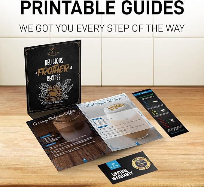 Zulay Kitchen Milk Frother Handheld Electric Whisk with AA Duracell Batteries – Durable Drink Mixer for Coffee, Lattes, Cappuccinos & More - Sunrise