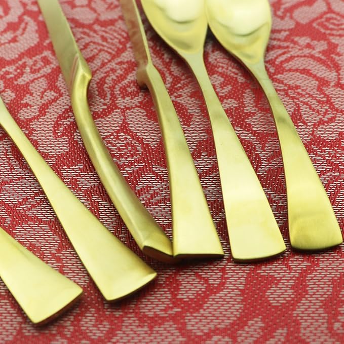 24-Piece Flatware Set,Extra Thick Heavy Duty - 18/10 Stainless Steel Cutlery Sets,High Matte Gold Finish Silverware Flatware Sets Service for 4, Use for Home,Kitchen Utensil Sets