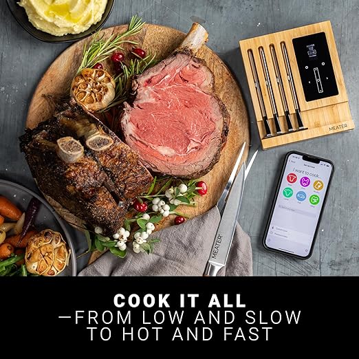 MEATER Block: WiFi Smart Wireless Meat Thermometer | 4 Probes, Long Range | Perfect for BBQ, Oven, Grill, Kitchen, Smoker, Air Fryer | Apple Watch, Alexa Compatible | iOS & Android App