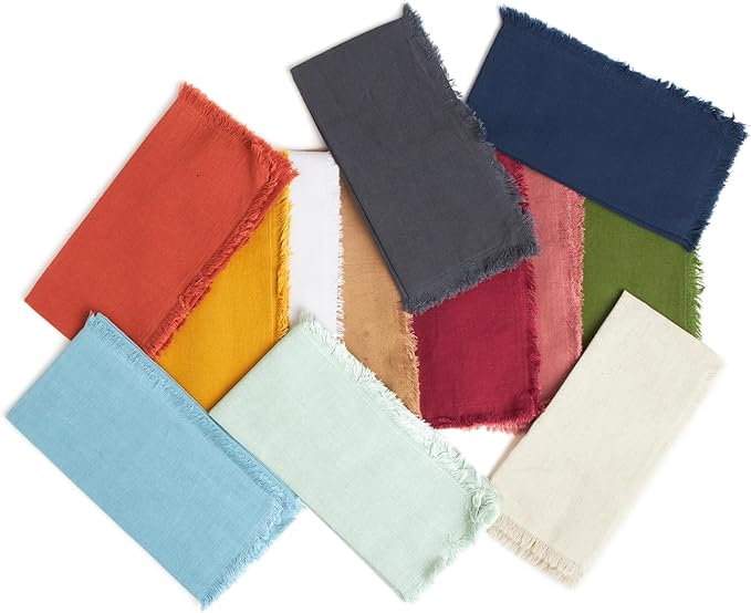 ACCENTHOME White Cotton Linen Napkin Set of 12 18x18 inch Dinner Napkins - Washable Soft Premium Hotel Quality Reusable Napkins Perfect Table Napkins for Family Dinners, Weddings & Everyday Use