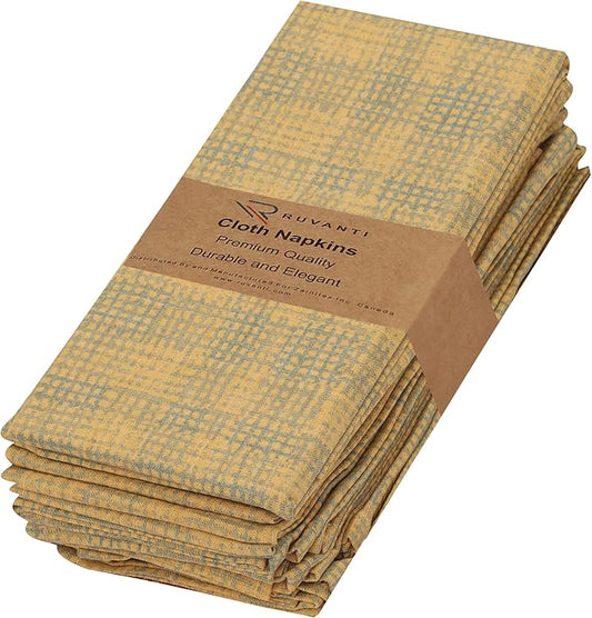 RUVANTI Cloth Napkins Set of 6 Cotton 100%, 18x18 Inches Napkins Cloth Washable, Soft, Absorbent. Cotton Napkins for Parties, Christmas, Thanksgiving, Weddings, Dinner Napkins Cloth - Wet Net