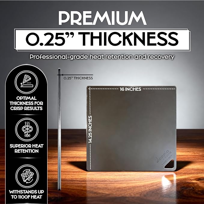 Pizza Steel for Oven (16" x 14.25") | Pre-Seasoned Baking Steel for Bread, Pizza, Sourdough & More | Premium Quality Crust at Home | Use in Oven, Grill, BBQ | Made in the USA