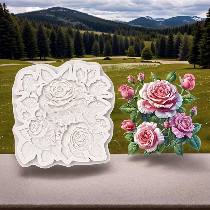 (Four-piece set) leaf flowers, floral, rose flowers, DIY silicone mold, cake chocolate mold wedding cake decoration tool soft cake mold
