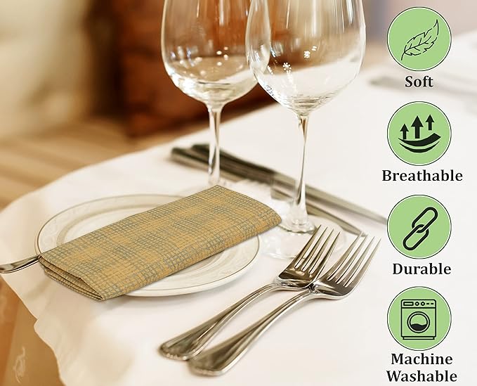 RUVANTI Cloth Napkins Set of 6 Cotton 100%, 18x18 Inches Napkins Cloth Washable, Soft, Absorbent. Cotton Napkins for Parties, Christmas, Thanksgiving, Weddings, Dinner Napkins Cloth - Wet Net