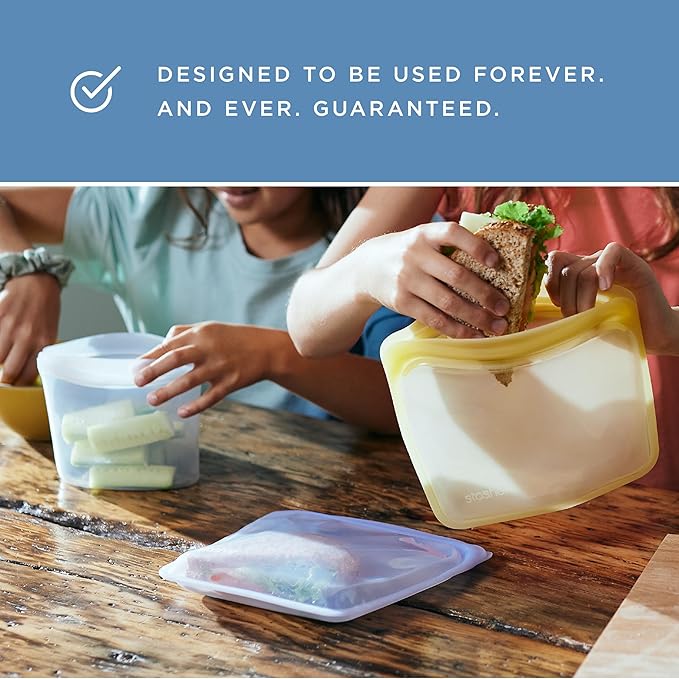 Stasher Premium Silicone Reusable Food Storage Stand-Up Mini Bag, Clear, Microwave, Sous Vide, Dishwasher, Oven and Freezer Safe, BPA Free, Leak-free, Eco-friendly, 28 Oz