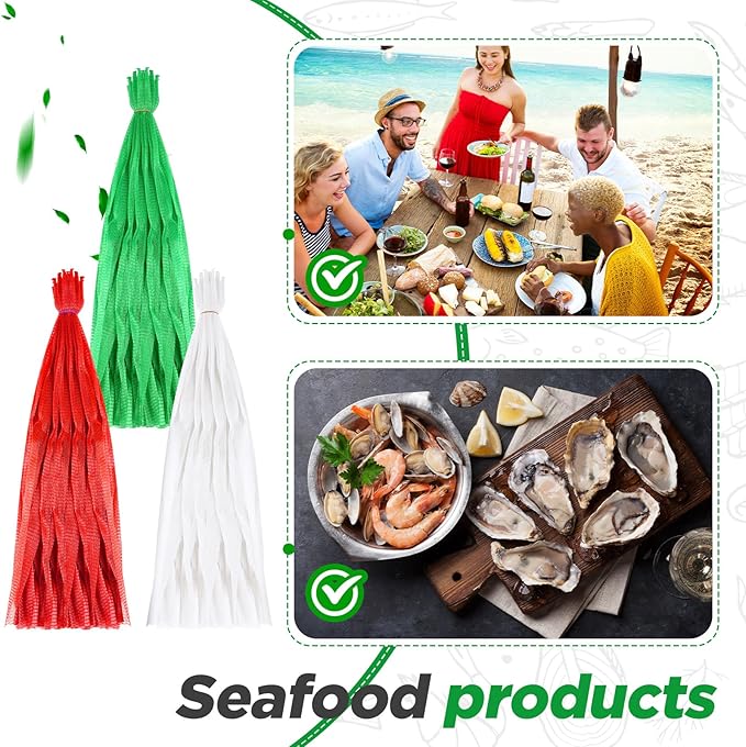 Windyun 1000 Pcs 20 Inch Reusable Mesh Nylon Netting Bulk, Fits Storage Egg Vegetable Seafood Fruits Bags Grocery Bags (Red, Green, White)