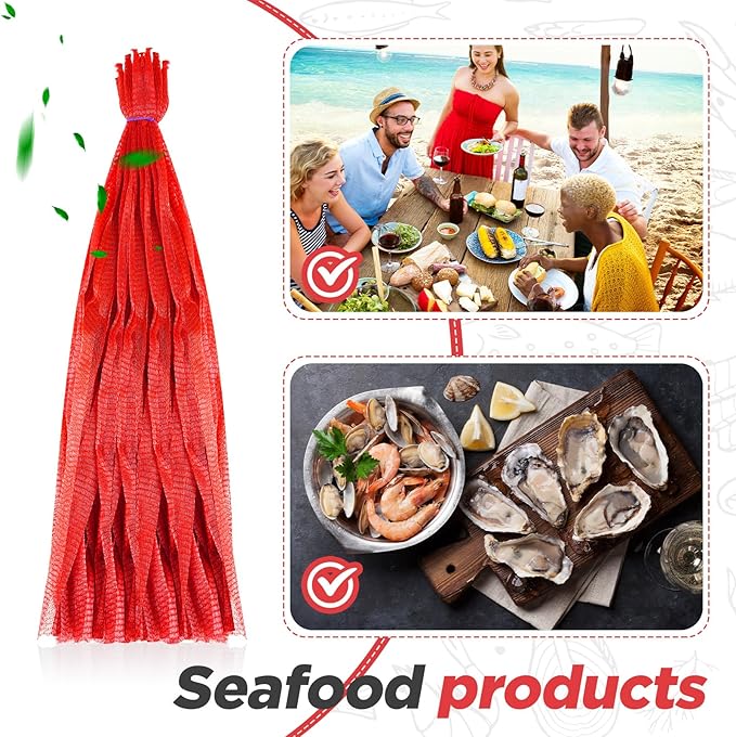 Windyun 1000 Pcs 20 Inch Mesh Produce Bags Reusable Nylon Netting Bulk, Fits Storage Egg Vegetable Seafood Fruits Grocery Bags (Red)