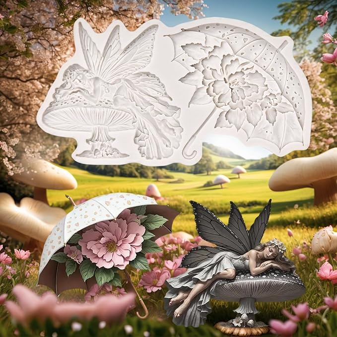 (Four-piece set) Flower, butterfly, umbrella wing girl, dragonfly, bird, DIY silicone mold, cake chocolate mold wedding cake decoration tool soft candy cake mold