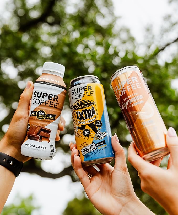 SUPER COFFEE Espresso, Iced Keto Coffee (0g Added Sugar, 90 Calories) [Vanilla] 11 Fl Oz, 12 Pack | Smart Coffee Drink - SoyFree GlutenFree