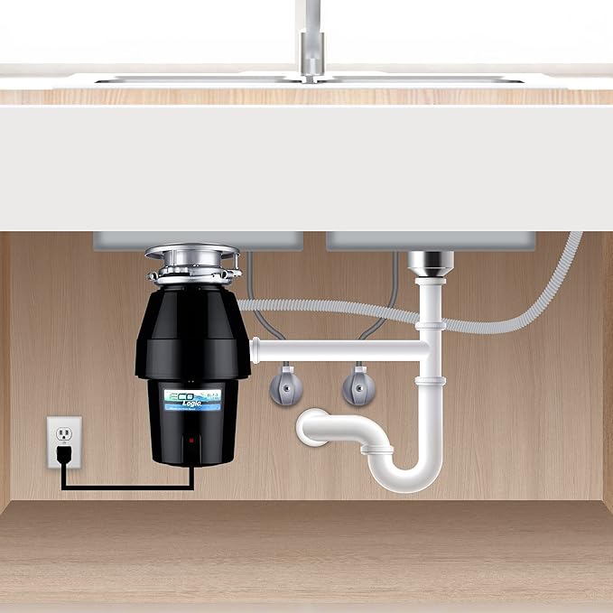 Eco Logic EL-7-DS-BN 7 Designer Series Food Waste Disposer with Brushed Nickel Sink Flange, 1/2 HP
