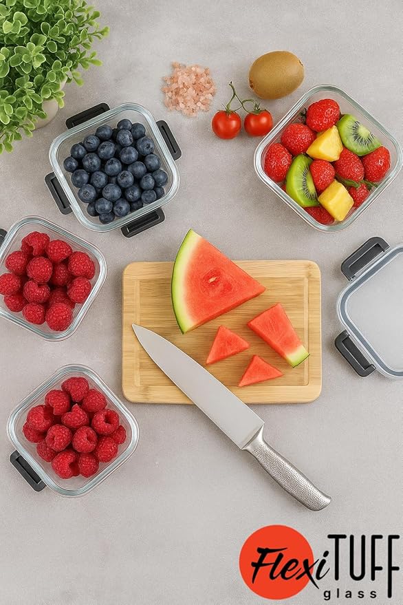 10pcs set Food Storage Container (5 Airtight and 5 Lids) | BPA Free, Leakproof Lids, Dishwasher, Microwave & Freezer Safe | Containers for Kitchen - Clear