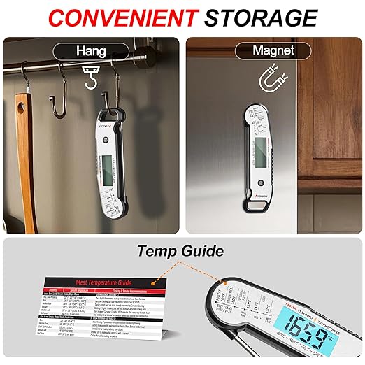 Professional Food & Meat Thermometer, 1 Sec Instant Read & ±0.5℉ Accuracy Driven by Thermocouple Sensor. IP67 Waterproof Digital Thermometer for Cooking, BBQ, Grill Gifts for Men Him Dad Birthday
