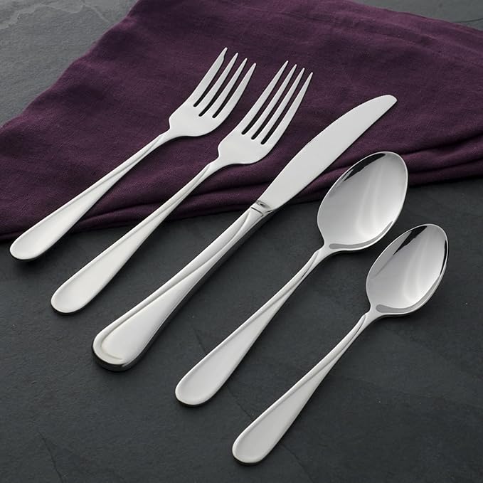 Oneida Flight Everyday Flatware Teaspoons 18/0 Stainless Steel, Set of 4, Silver