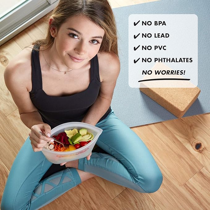 Zip Top Reusable Food Storage Bags | Medium Dish [Lavender] | Silicone Meal Prep Container | Microwave, Dishwasher and Freezer Safe | Made in the USA