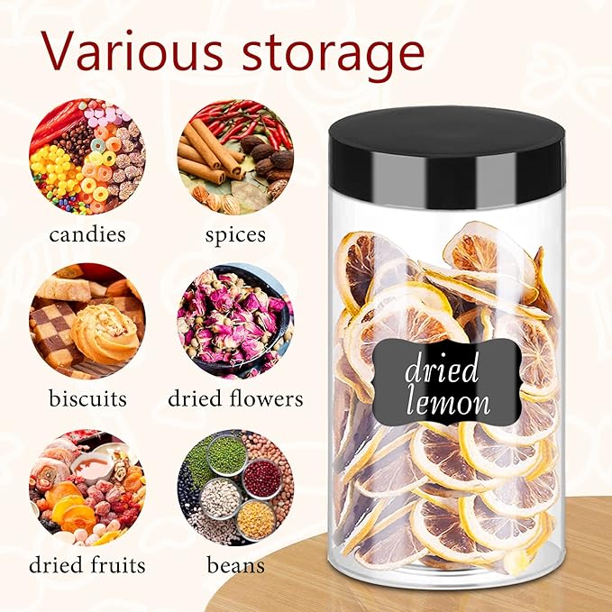 Plastic Jars with Lids 20Pcs 14 oz Clear Plastic Slime Storage Jars Containers with Airtight Leak Proof Black Plastic Screw On Lids Cylinder Clear Round Jar Food Grade Durable PET Jar