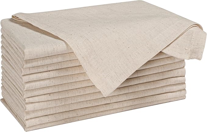 Natural Color Cotton Linen Blend Napkins Set of 12 - Hemmed 18x18 Inch Decorative Elegant Soft Washable Reusable Flax Dinner Napkin for Dining Table Décor Christmas Wedding Party & Everyday Use