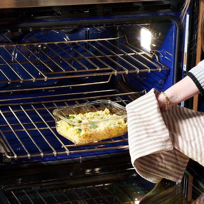 4pc Set - 128oz / 8 Cup / 3785ml - Large Glass Food Storage Containers with Airtight Snap Locking Lids, Meal Prep Lunch Bowl, Clear Stackable Pantry Organizer - Microwave Oven Baking & Dishwasher Safe