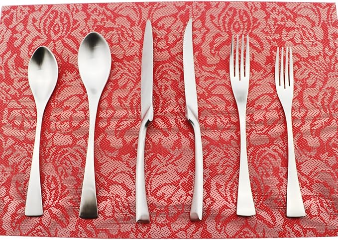 6-Piece Flatware Set,Extra Thick Heavy Duty - 18/10 Stainless Steel Cutlery Sets,High Matte Finish Silverware Flatware Sets Service for 1,Use for Home,Kitchen, Utensil Sets