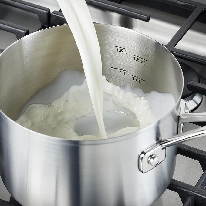 KitchenAid 71020 Stainless Steel Saucepan with Measuring Marks and Lid, 2 Quart - Brushed Stainless Steel