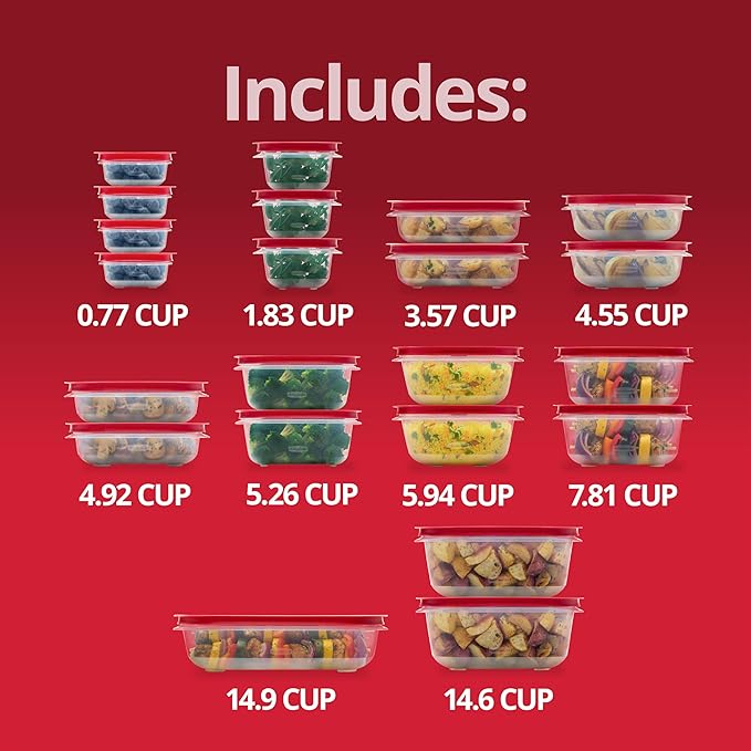 Rubbermaid EasyStore Containers, 44-Piece Set, Food Storage Containers, Food Storage Containers with Lids