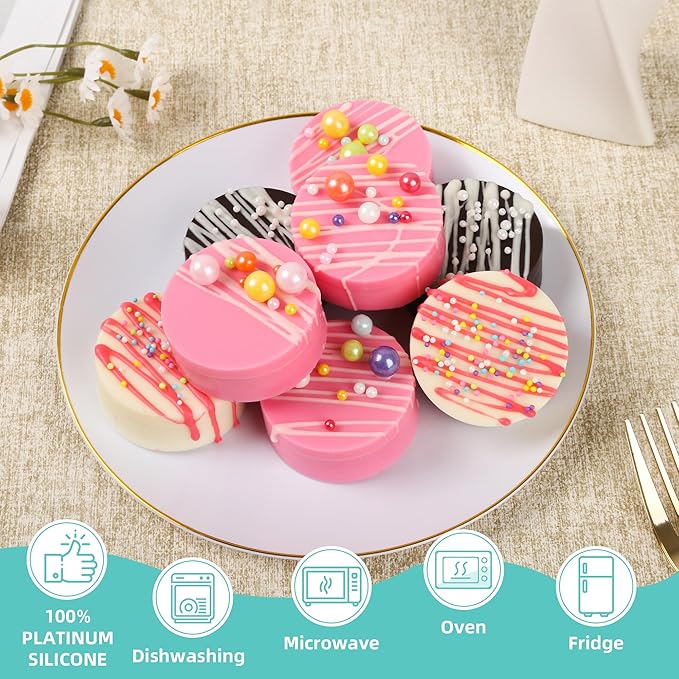 3Pcs Cake Puck Mold Set,2 Different Sizes Chocolate Covered Cake Silicone Molds, 24-Cavity&12-Cavity Round Cake Pop Molds with 2 Spatulas for DIY Cake Cores, Chocolate Desserts,Cakepucks
