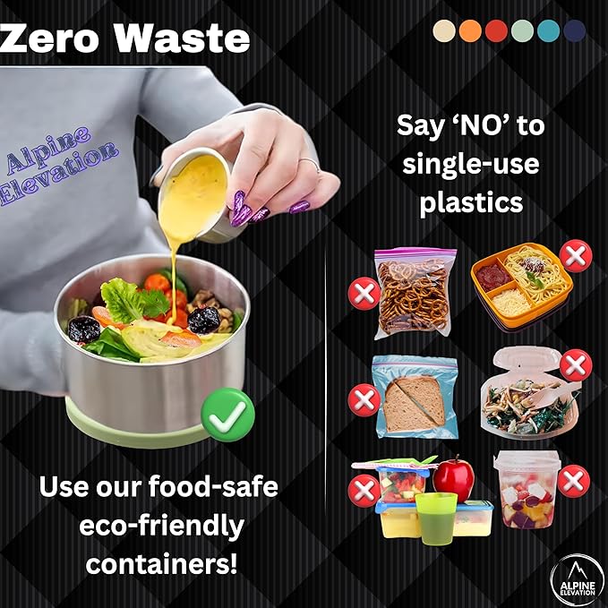 12 Pcs - 6 Stainless Steel Containers + 6 Silicone Lids | 304 Stainless Steel Snack Container | Nesting Snack and Dip Containers | Metal Food Storage