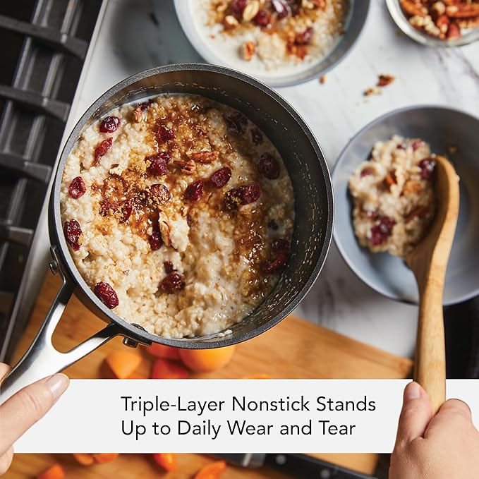 KitchenAid Hard Anodized Induction Nonstick Sauce Pan/Saucepan with Lid, 3 Quart, Matte Black