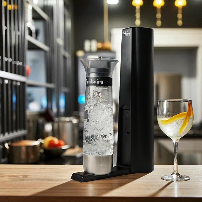The Fritaire Fizze Soda Maker Machine, Premium OmniFizz Sparkling Water Maker, Seltzer & More, Soda Stream Machine for Home, Water Carbonator, Fizz Infuser (CO2 Cylinder Not Included), Black