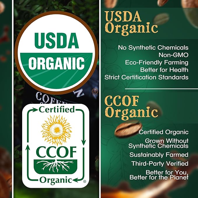 The Bean Organic Coffee Company Premium Espresso, Dark Roast, Ground Coffee, 5-Pound Bag, Café molido tostado orgánico