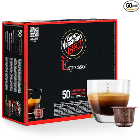 Caffe' Vergnano 1882 Medium Roast Espresso Original Line Machine Compatible Capsules, Arabica Robusta Espresso Coffee, Italian Coffee For Nespresso Coffee Machines, Intensity 6/10, Cremoso, 50 Ct