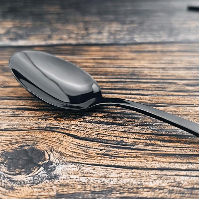 Alata Kate Black Mirror 40-Piece Silverware Set,Service for 8,Stainless Steel Flatware Set,Mirror Cutlery Set,Dishwasher Safe