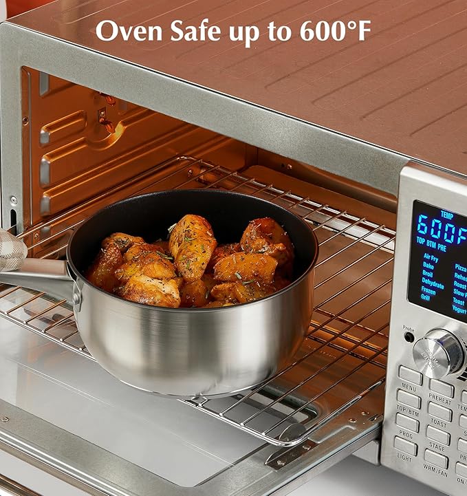 KOCH SYSTEME CS Stainless Steel Saucepan Set, 1 Quart & 2 Quart Sauce Pan Sets with Nonstick Coating, Stainless Steel Pot Set, Induction Steel Pots, Easy to Clean, Oven Safe