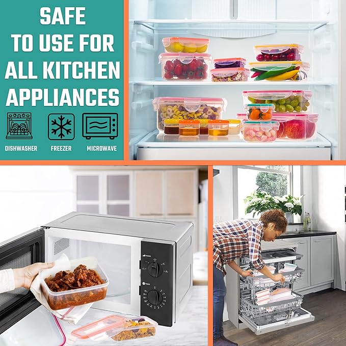 38 Pcs Large Food storage containers-85 oz to Small Container Stackable Kitchen storage bowls sets-BPA Free Leak proof Plastic food Storage Containers with lids airtight-Microwave freezer safe