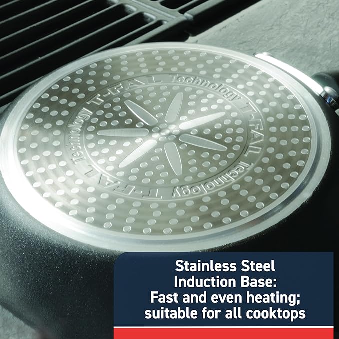 T-Fal Experience Nonstick Fry Pan 12.5 Inch, Induction, Oven Broiler Safe 400F, Non Stick Frying Pan, Skillet, Kitchen Egg Pan, Omelet Pan, Cookware, Pots and Pans, Home, Dishwasher Safe, Black