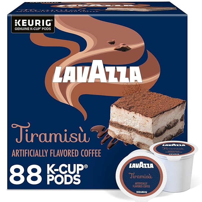 Lavazza Tiramisù Coffee, Single Serve Keurig K-Cup Pods, Flavored Coffee, 88-Count Box (4 Packs of 22)