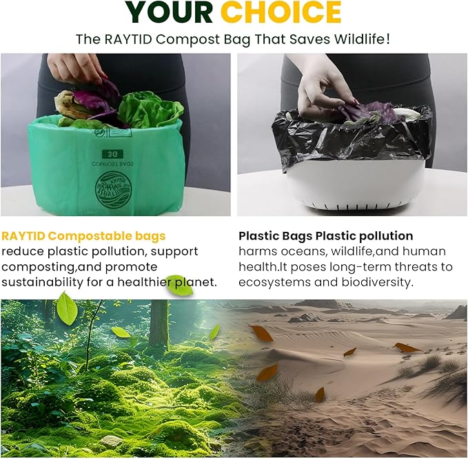 Compost Bags 3 Gallon,100 Count,Compost Food Scrap Waste Bags Fits Countertop Bin,Small Kitchen Food Scrap Waste Bags,Compost bin bags,Certified by BPI,ASTM D6400 and OK compost HOME certified