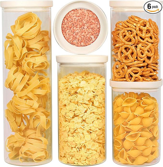 Urban Green Glass Food Storage Jar with Glass Lid, Food Canister Set with Airtight Lids, Pantry Jars for Kitchen Organization, Food Storage Containers in Set of 5