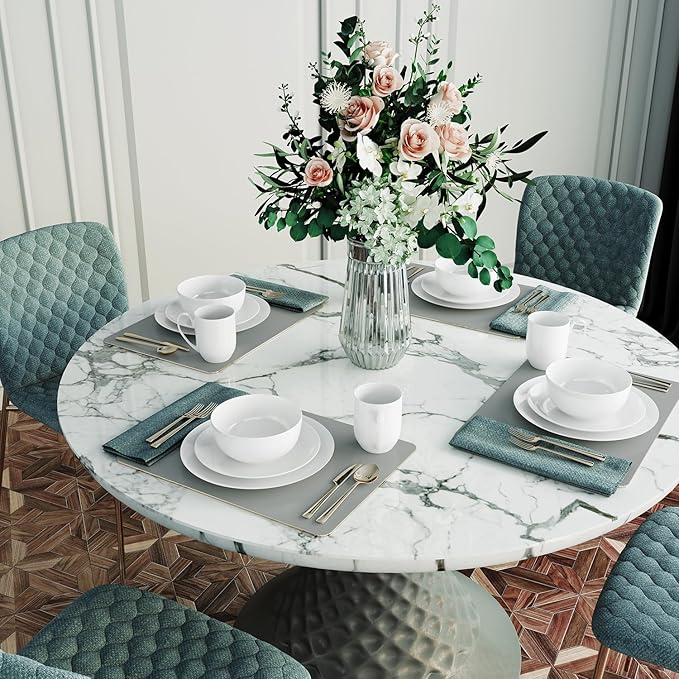 Yoshy 16-Piece White Bone China Dinnerware with Lightweight Durable Chip Resistant Design Service for 4