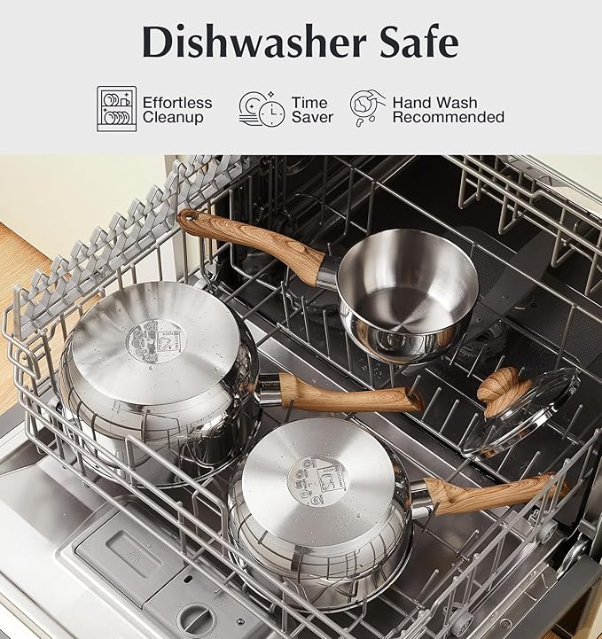 KOCH SYSTEME CS Stainless Steel Saucepan 6PCS, Stainless Steel Pot 1.5QT & 2QT & 3QT with Heat-resistant Bakelite Handle, Tri-ply Base Sauce Pan, Induction Compatible Pots, Pot Set 6 Piece