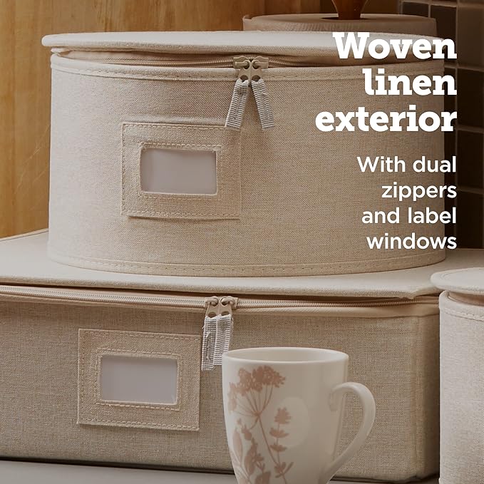 storageLAB China Storage Containers, Containers for Organizing, Hard Shell Case, Felt Plate Dividers, Moving Supplies, Storage Box, Wine, Dishes, Glasses Storage, Charger Plates Storage Containers