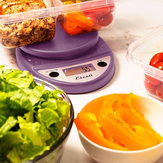 Escali Primo Digital Food Scale Multi-Functional Kitchen Scale and Baking Scale for Precise Weight Measuring and Portion Control, 8.5 x 6 x 1.5 inches, Lavender