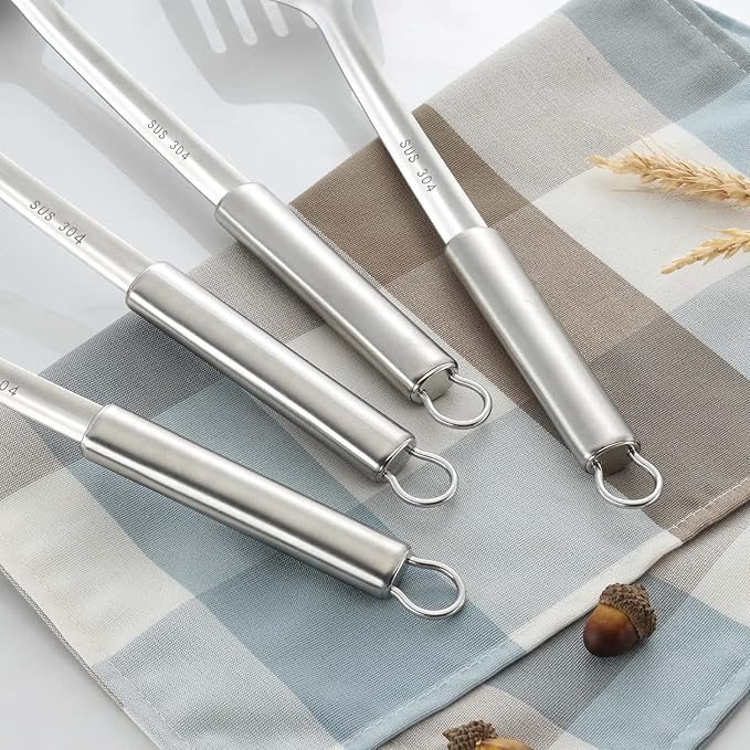 Pleafind 2-Pcs Solid & Slotted Spatula Set, 304 Stainless Steel Spatula, Metal Spatulas, Wok Utensils, Cooking Utensils, Wok Spatulas for Home, Kitchen and Restaurant, Dishwasher Safe