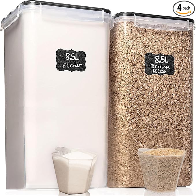 WHITE FEATHER SUPPLIES 2 PC [8.5L / 287 Oz] Extra Large Airtight Food Storage Containers with Lids - BPA Free Kitchen and Pantry Organization Containers for Baking Supplies, Cereal, Flour, Sugar, Rice