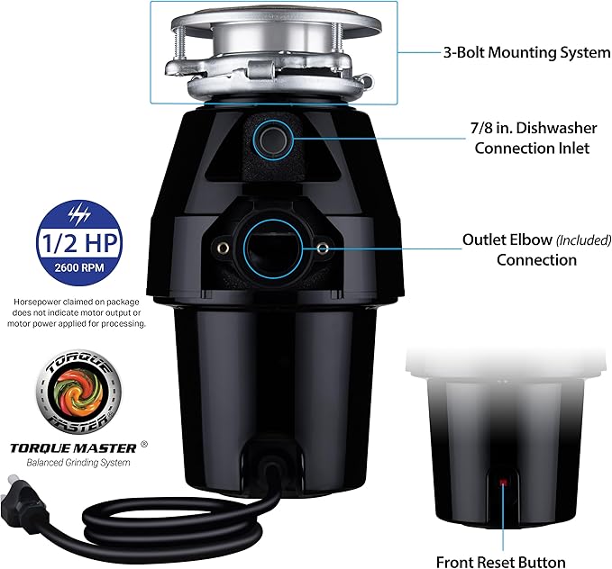 Eco Logic EL-7-DS-OR 7 Designer Series Food Waste Disposer with Oil Rubbed Bronze Sink Flange, 1/2 HP