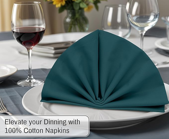Ruvanti Cloth Napkins Set of 6, 18x18 Inches, 100% Cotton, Washable, Soft & Absorbent, Perfect for Wedding, Christmas, ‎Thanksgiving Dinners - Deep Teal