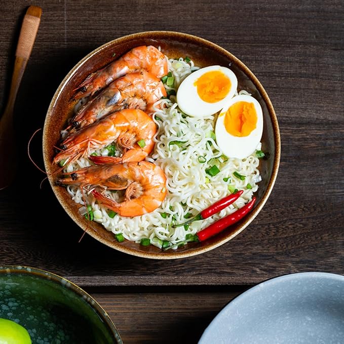 8 Inch 40oz Large Japanese Ramen Bowl Set of 2,Material Safety Ceramic Ramen Bowls with Matching Chopsticks and Spoons, Pho Bowls Ramen Noodle Bowl for Asian Udon Soup Salad Cereal(Red)