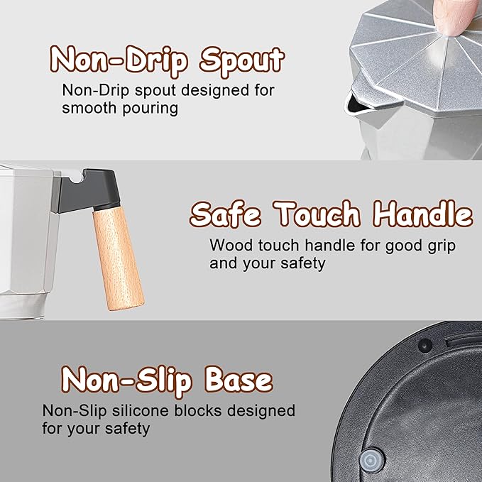 Electric Espresso Coffee Maker, Italian Coffee Pot, Electric Moka Pot, Cuban Coffee Maker, Portable Cafeteras Electricas Espresso Makers with Detachable Base 3 or 6 Cup (Bright Red)